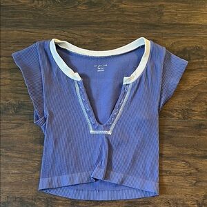 Urban Outfitters Blue Ribbed Crop Top